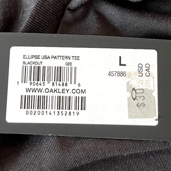 Mens Oakley Ellipse USA Black Pattern Tee Size L NEW - Picture 3 of 4
